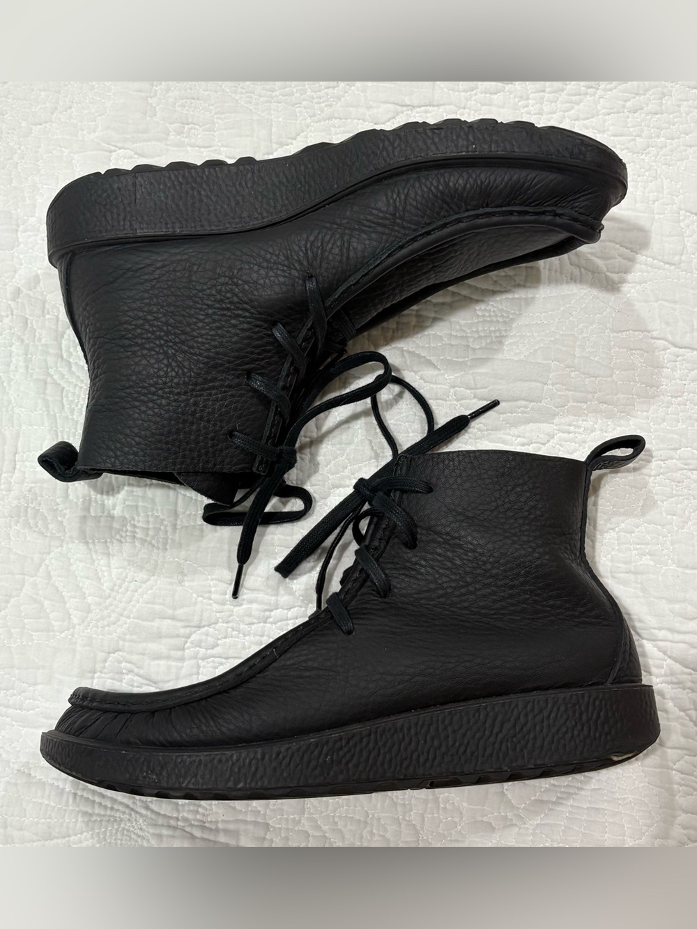 At.Kolektive Black Joke Lace Desert Boot Size 42 Pebble Grain Leather Square Toe